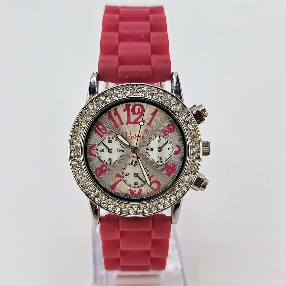 Women's Analog Watch 36MM Gray Dial Multicolor Plastic Bands NEW Battery